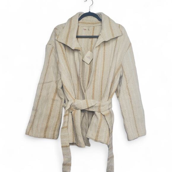 FAHERTY Women's June Lake Jacket Size Large Sand Dune Brown Textured Warm Belt - Picture 2 of 12